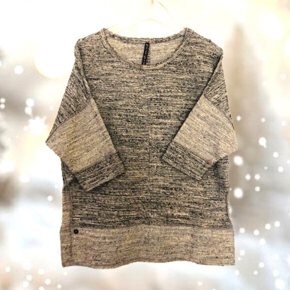 MANILA GRACE Two Tone Gray Silver Marled Texture Short Sleeve Tunic ITALY NEW - Picture 3 of 8